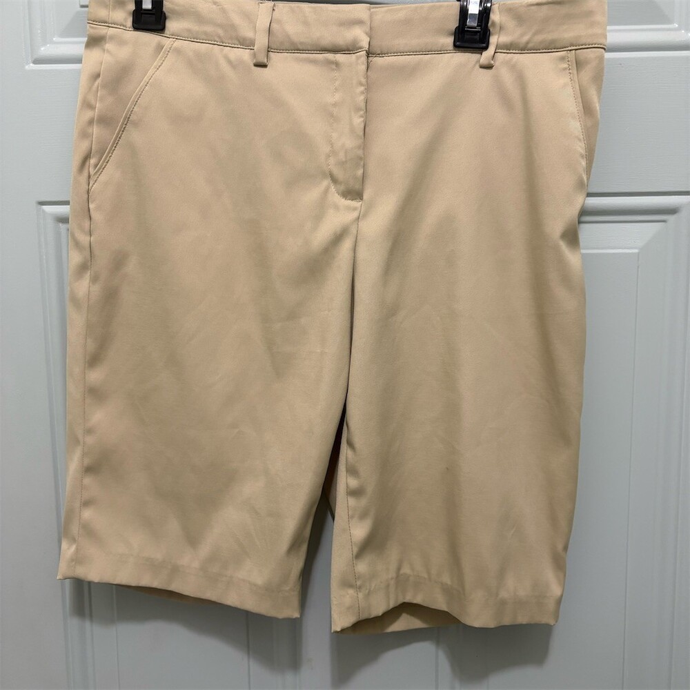 Greg Norman Golf Bermuda Shorts Womens Size 8 Khaki Beige Flat Front